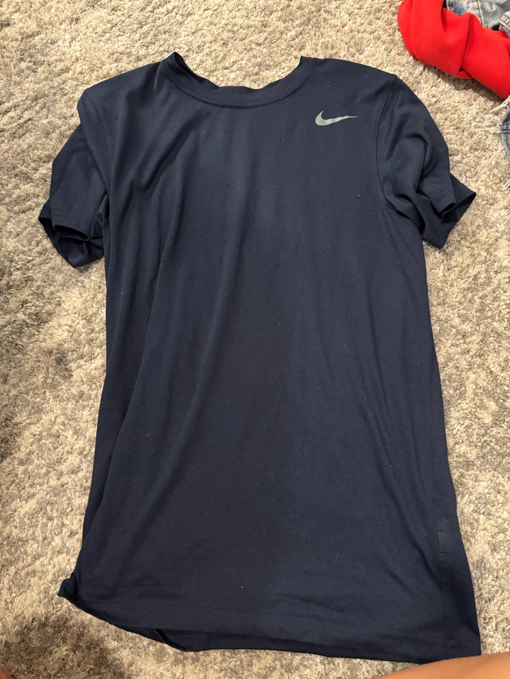 Nike Women's Navy Short-Sleeve Athletic Tee with Reflective Swoosh
